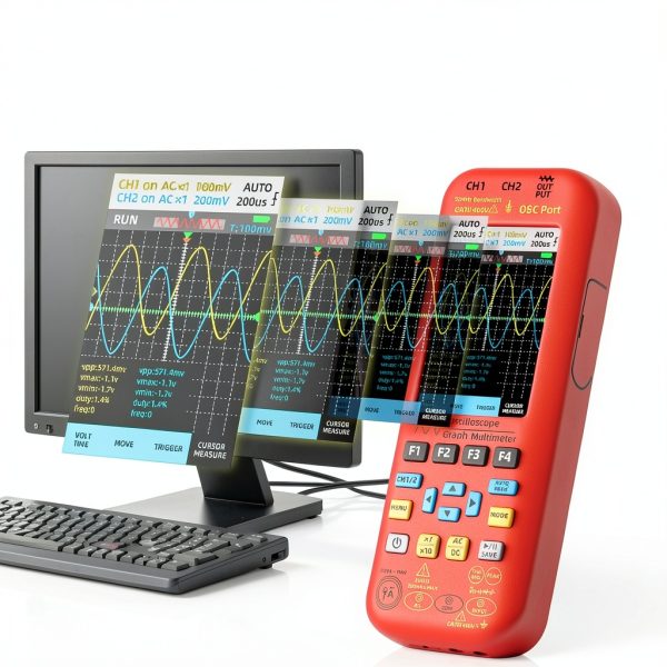 BSIDE 2 Channels Handheld Oscilloscope Multimeter, 50MHz Bandwidth with 3.98" TFT LCD, 20000 Counts Rechargeable DDS Generator, Measure Flexible AC Clamp, Temp Amp Cap Diode Voltage for Electronic DIY-7