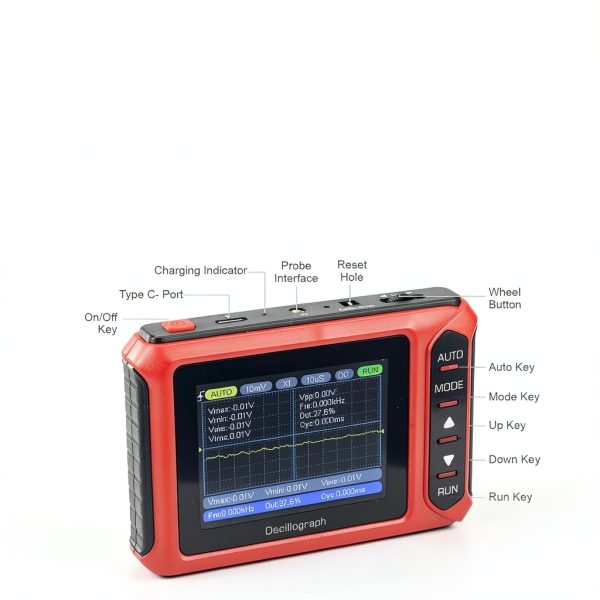 Handheld Digital Oscilloscope 2.8" Portable Automotive Oscilloscope Kit, 10MHz Bandwidth/48MS/s, Auto/Normal/Single Trigger, DDS Signal Generator (14 Waveforms) Mini Oscilloscope-4