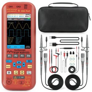 BSIDE 2 Channels Handheld Oscilloscope Multimeter, 50MHz Bandwidth with 3.98" TFT LCD, 20000 Counts Rechargeable DDS Generator, Measure Flexible AC Clamp, Temp Amp Cap Diode Voltage for Electronic DIY-0