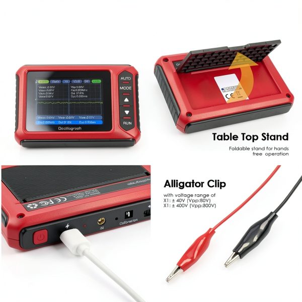 Handheld Digital Oscilloscope 2.8" Portable Automotive Oscilloscope Kit, 10MHz Bandwidth/48MS/s, Auto/Normal/Single Trigger, DDS Signal Generator (14 Waveforms) Mini Oscilloscope-2