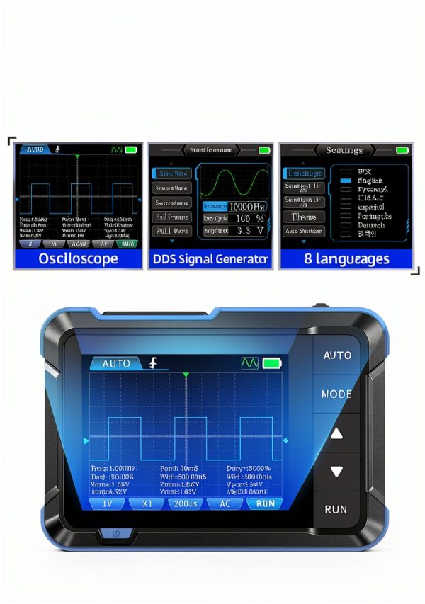 FNIRSI DSO153 2 in 1 Handheld Oscilloscope/DDS Signal Generator, Digital Portable Automotive Oscilloscope with 2.8 inch TFT, 1MHz Bandwidth, 5MS/s Sampling Rate, Trigger Function Auto/Nomal/Single-2