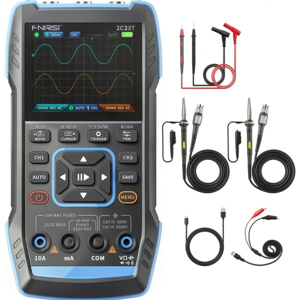 FNIRSI 2C23T Handheld Oscilloscope Multimeter Generator 10MHz-0