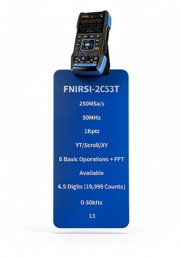 FNIRSI 2C53T Upgraded Handheld Oscilloscope, 50MHz Bandwidth, 250MS/s Sampling Rate, 20000 Counts, 3IN1 Digital Oscilloscope Multimeter DDS Generator, Voltage, Current, Capacitor, Resistor, Diode Test-1