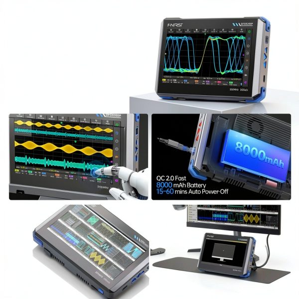 FNIRSI DPOS350P 4-in-1 Tablet Oscilloscope 350MHz, Spectrum Analyzer 200KHz - 350MHz, Frequency Response Analyzer DDS Generator, 2CH Handheld Oscilloscope 1 GSa/s, 7" Touch Screen Digital Phosphor-3