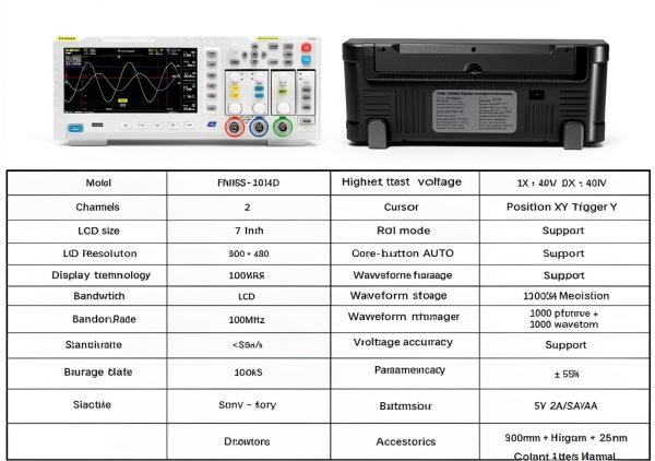 FNIRSI 1014D Oscilloscope 2 in 1 Digital Oscilloscope DDS Signal Generator, 100X High Voltage Probe, 2 Channels 100Mhz Bandwidth 1GSa/s Sampling Rate Built-in 1GB Storage Space-1